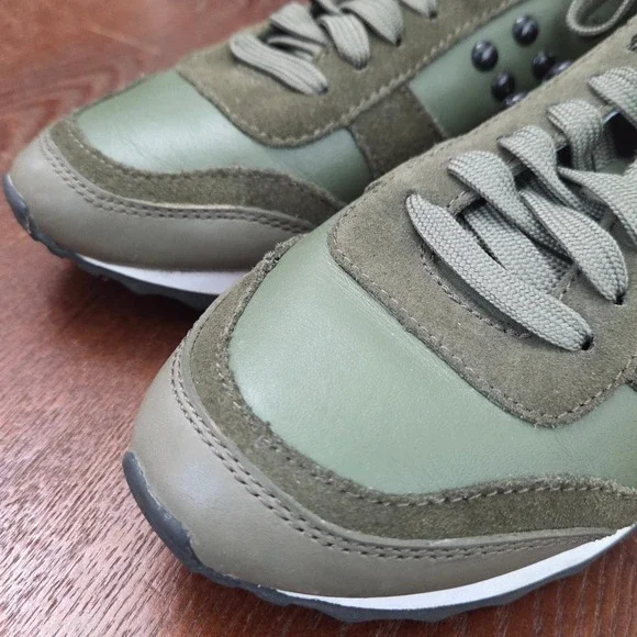 Coach Leather Olive Green Studded Sneakers Moonlight Olive womens size 8.5 EUC - Picture 4 of 14